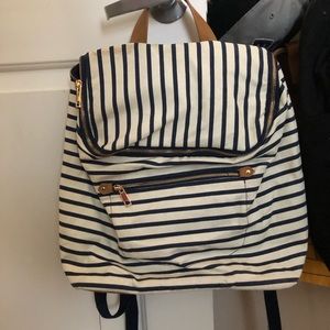 Striped canvas backpack